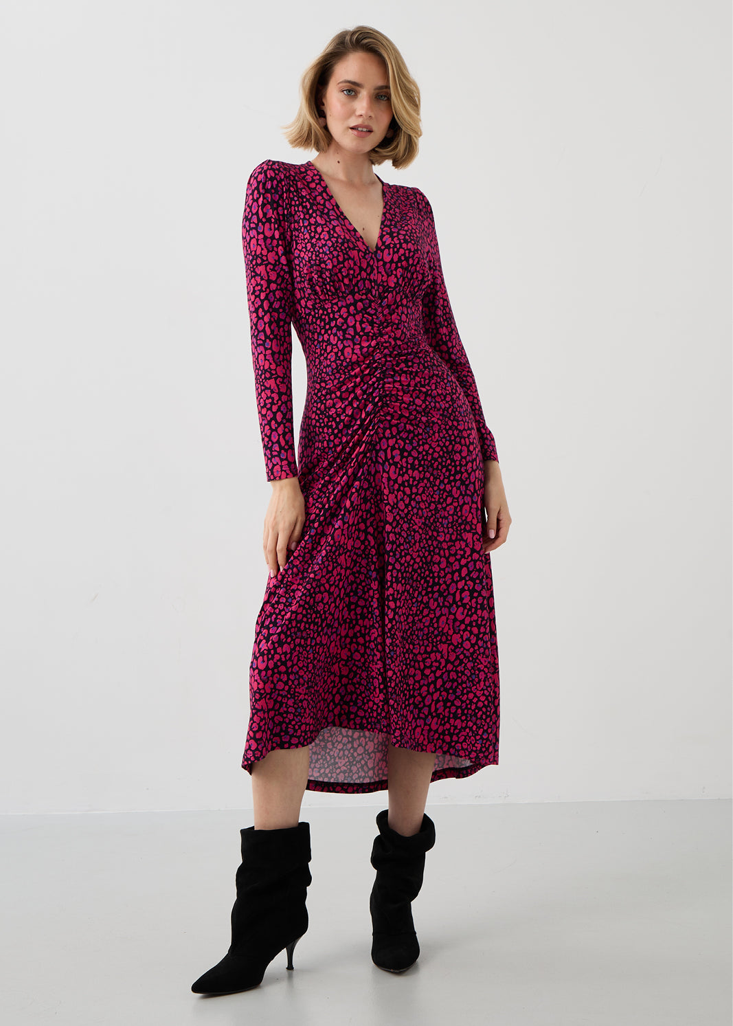 Sukienka MUSE print mini leo pink & art blue
