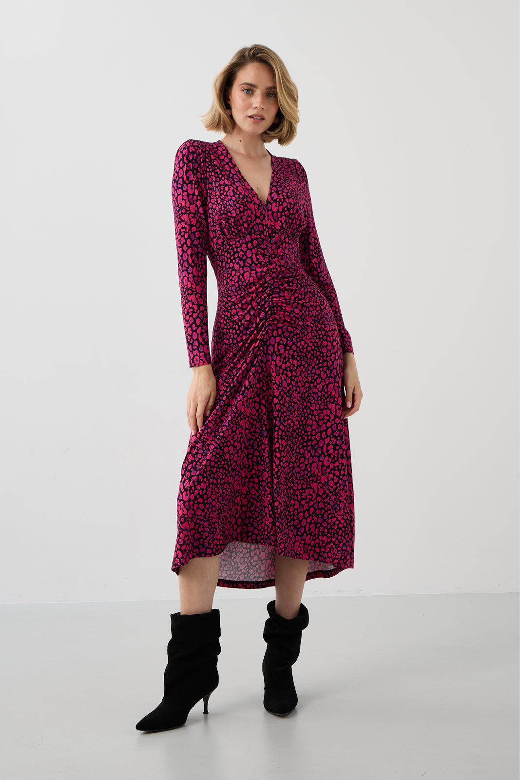 Sukienka MUSE print mini leo pink & art blue