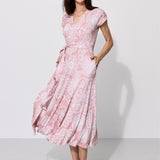 Dress TOSKANIA folk cut-out print pink