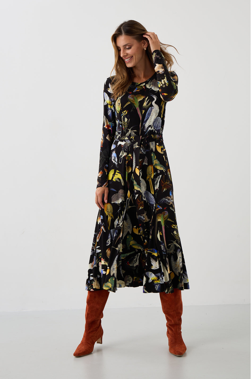Sukienka KLIN LADY print ptaki Warszawy