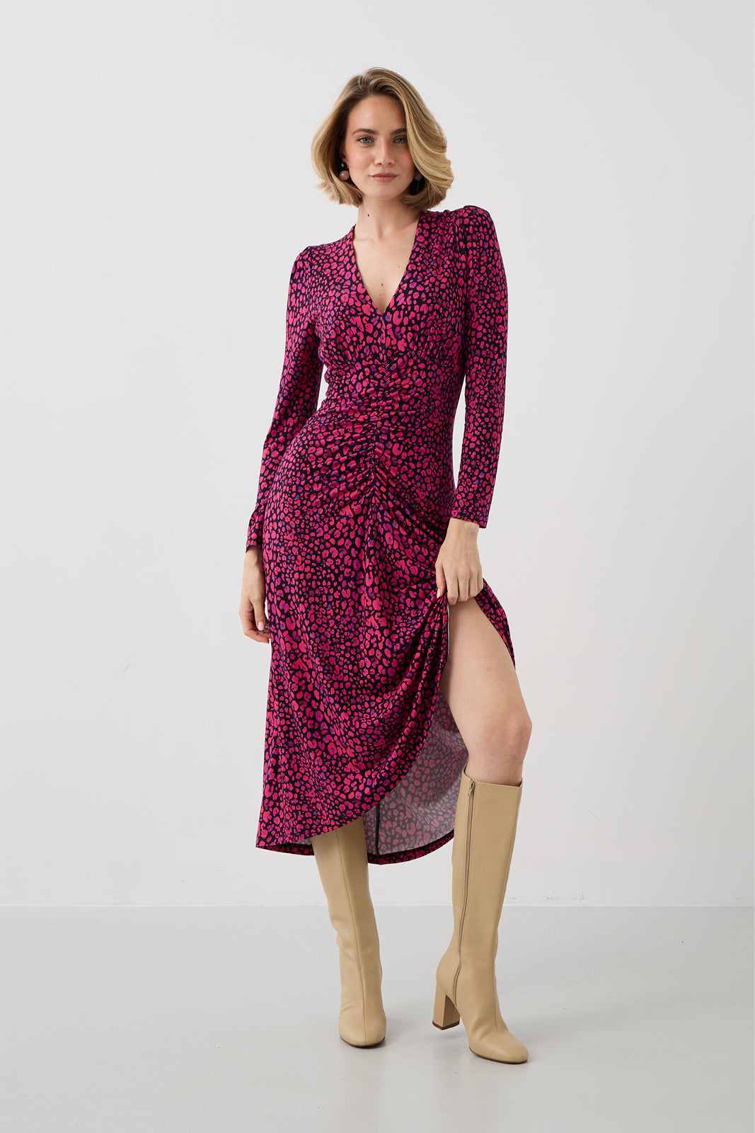 Sukienka MUSE print mini leo pink & art blue