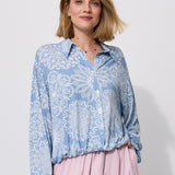 SHIRT ROMANTIC folk cut-outs print blue