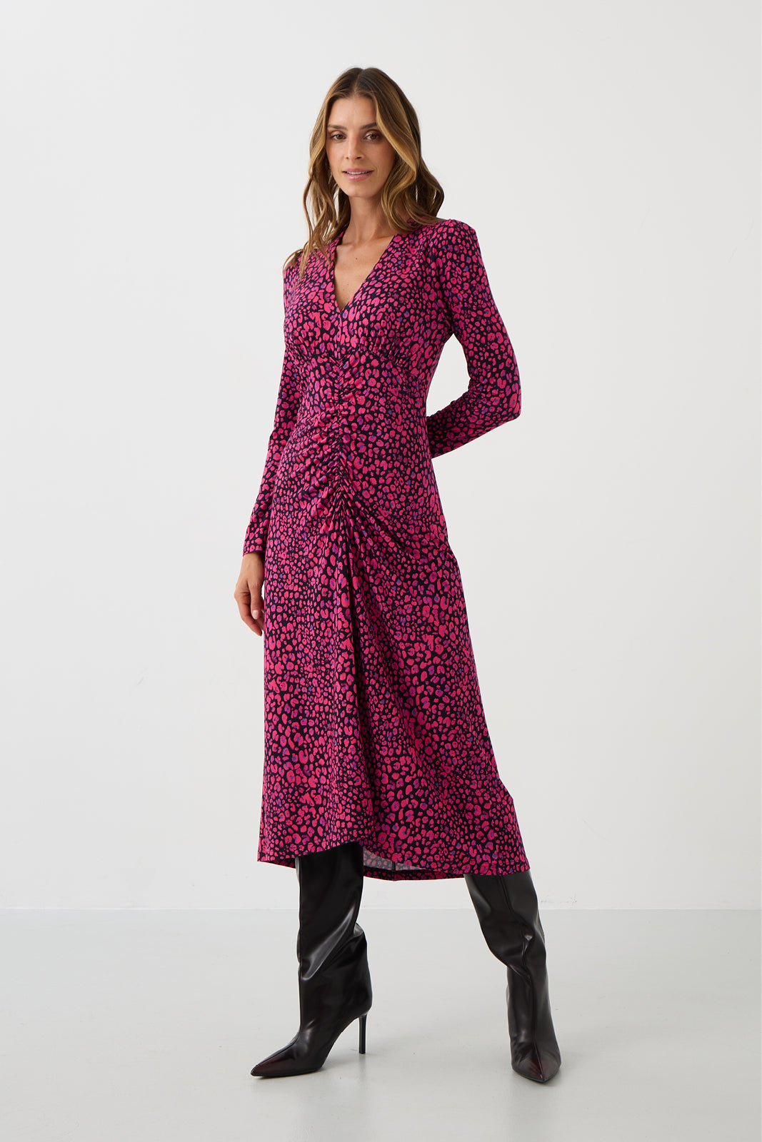 Sukienka MUSE print mini leo pink & art blue