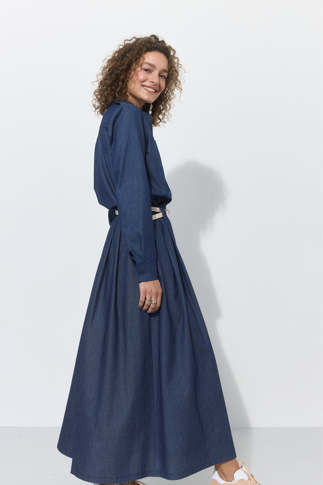 SPÓDNICA GARNITUROWA 7/8 navy blue jeans