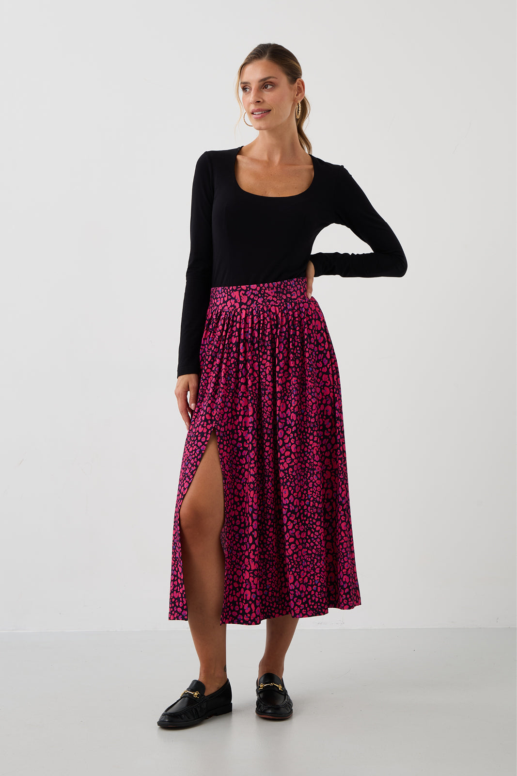 Spódnica HIGH RISK print mini leo pink & art blue