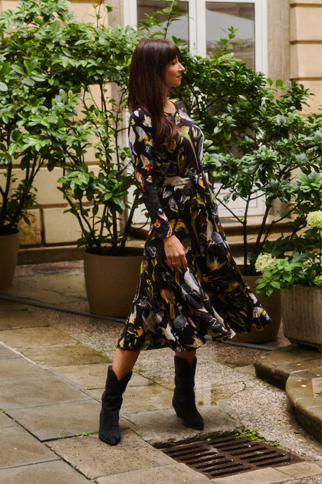 Sukienka KLIN LADY print ptaki Warszawy