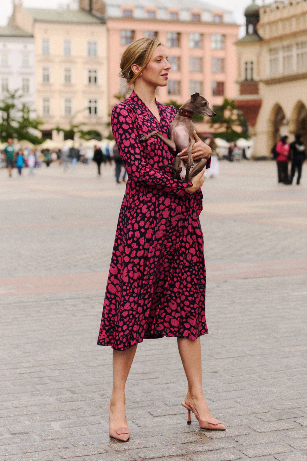 Sukienka MON AMOUR print leo pink & black