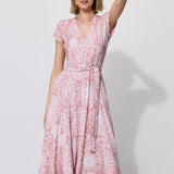 Dress TOSKANIA folk cut-out print pink