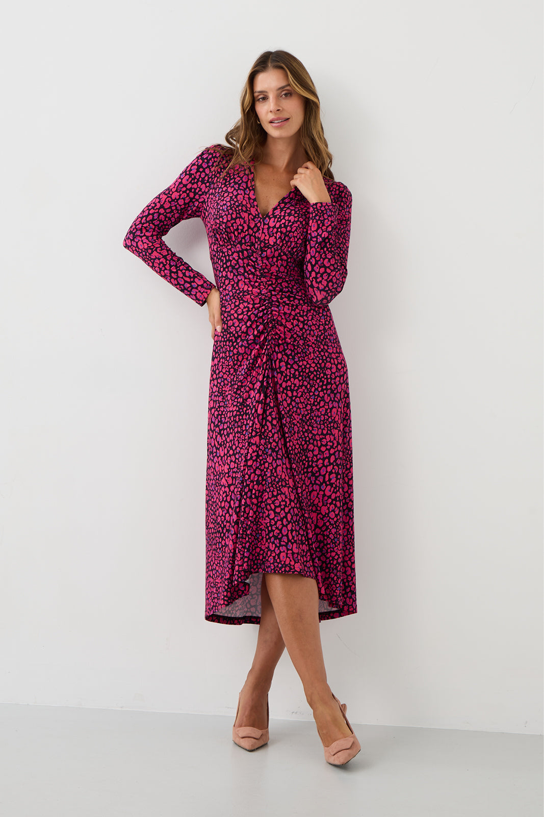 Sukienka MUSE print mini leo pink & art blue