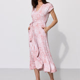 Dress TOSKANIA folk cut-out print pink