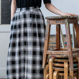 SPÓDNICA GARNITUROWA MAXI krata czarno-biała