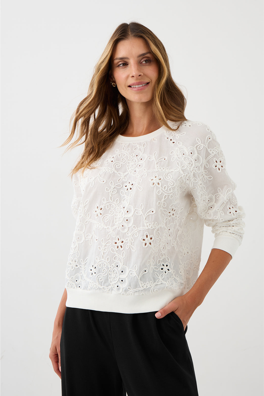 Bluza LUCY IN THE SKY haft richelieu white