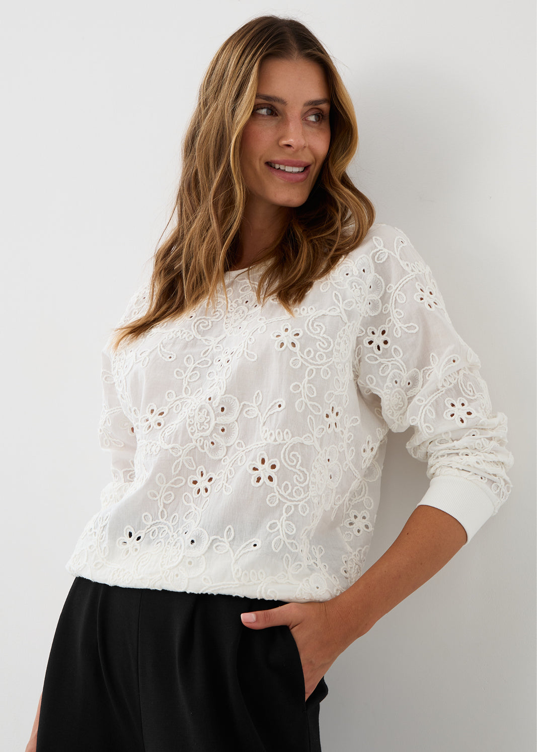 Bluza LUCY IN THE SKY haft richelieu white
