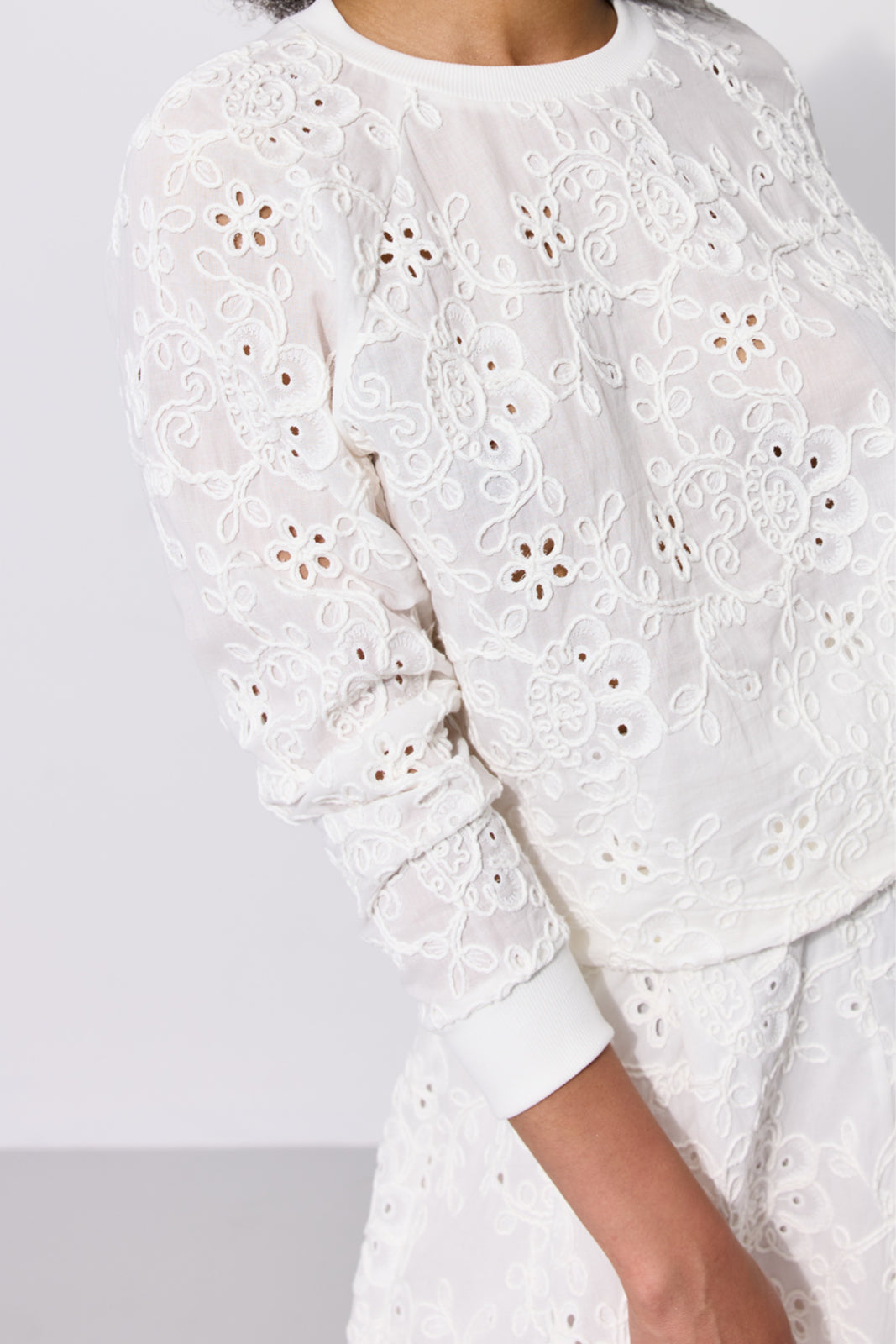 Bluza LUCY IN THE SKY haft richelieu white