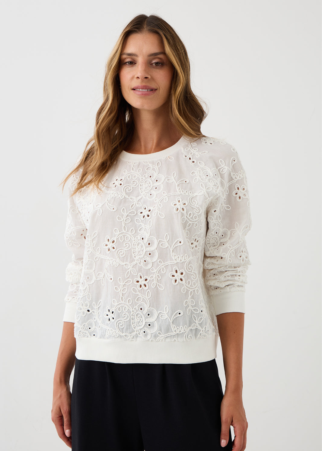 Bluza LUCY IN THE SKY haft richelieu white