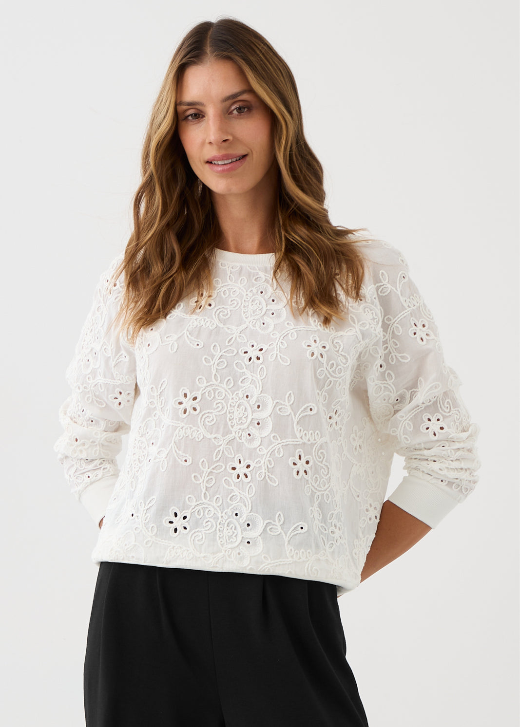Bluza LUCY IN THE SKY haft richelieu white