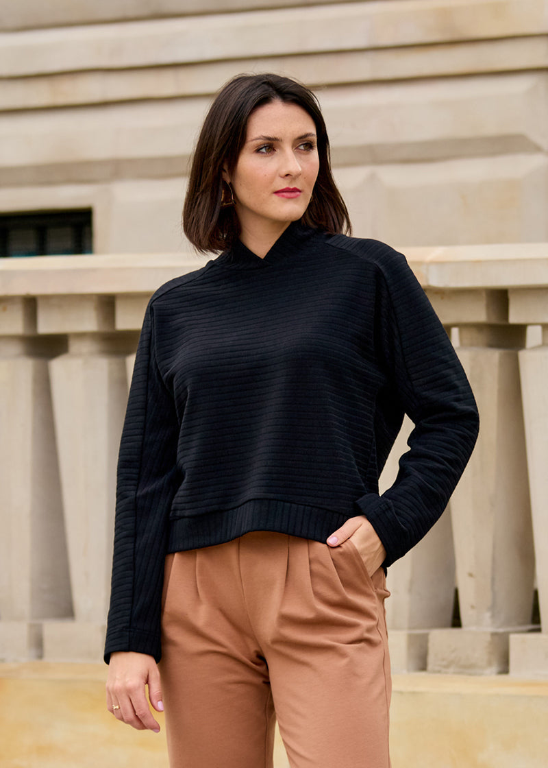 BLUZA PLEASURE czarny prążek