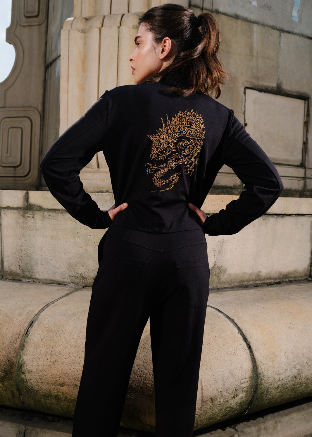Jumpsuit WORKWEAR black Swanski Studio embroidery