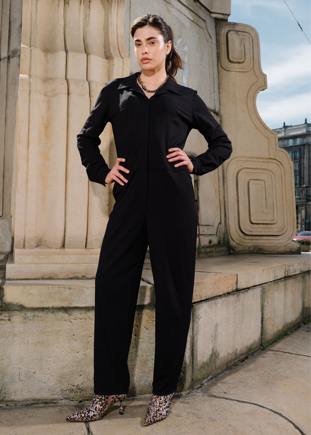 Jumpsuit WORKWEAR black Swanski Studio embroidery