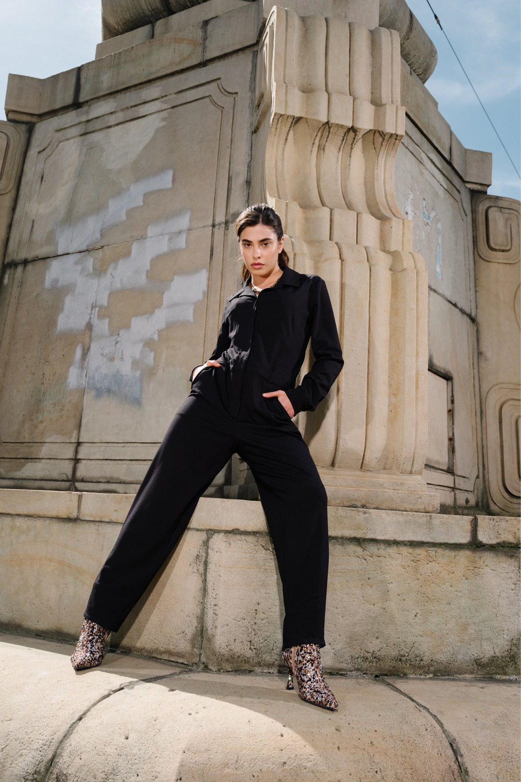 Kombinezon WORKWEAR black haft Swanski Studio