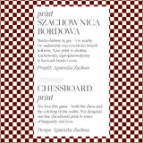 Bordowy wzór szachownicy – elegancki print w kolorach burgund i ecru, projekt Agnieszki Zachory