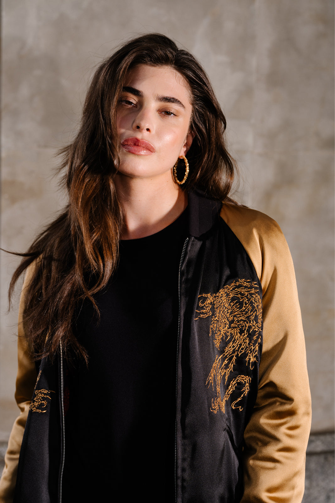 Kurtka SUKA JACKET black & gold haft Swanski Studio