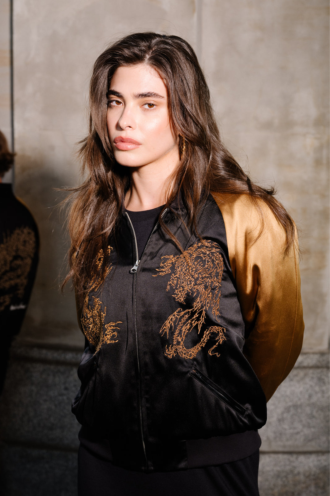Kurtka SUKA JACKET black & gold haft Swanski Studio