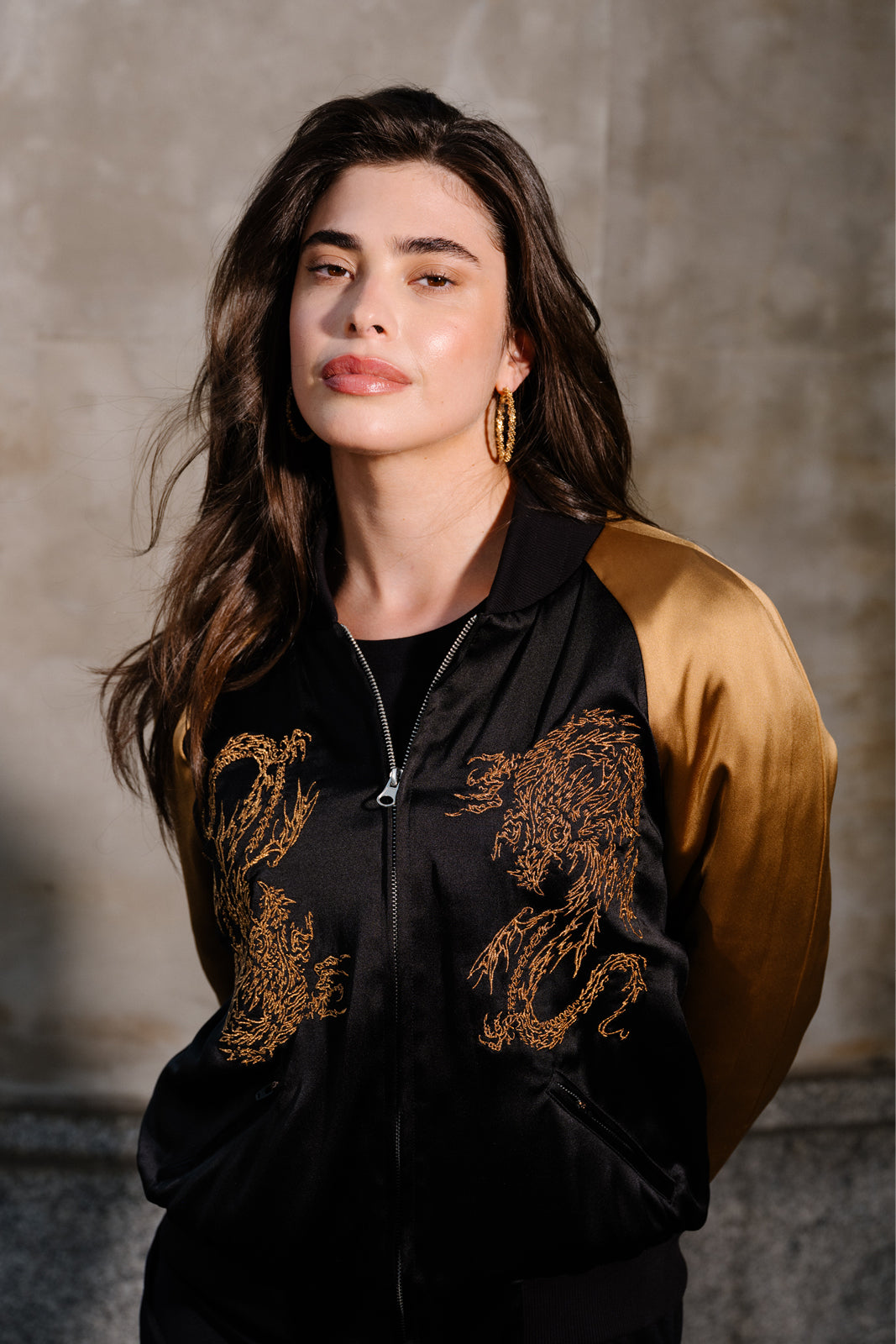 Kurtka SUKA JACKET black & gold haft Swanski Studio