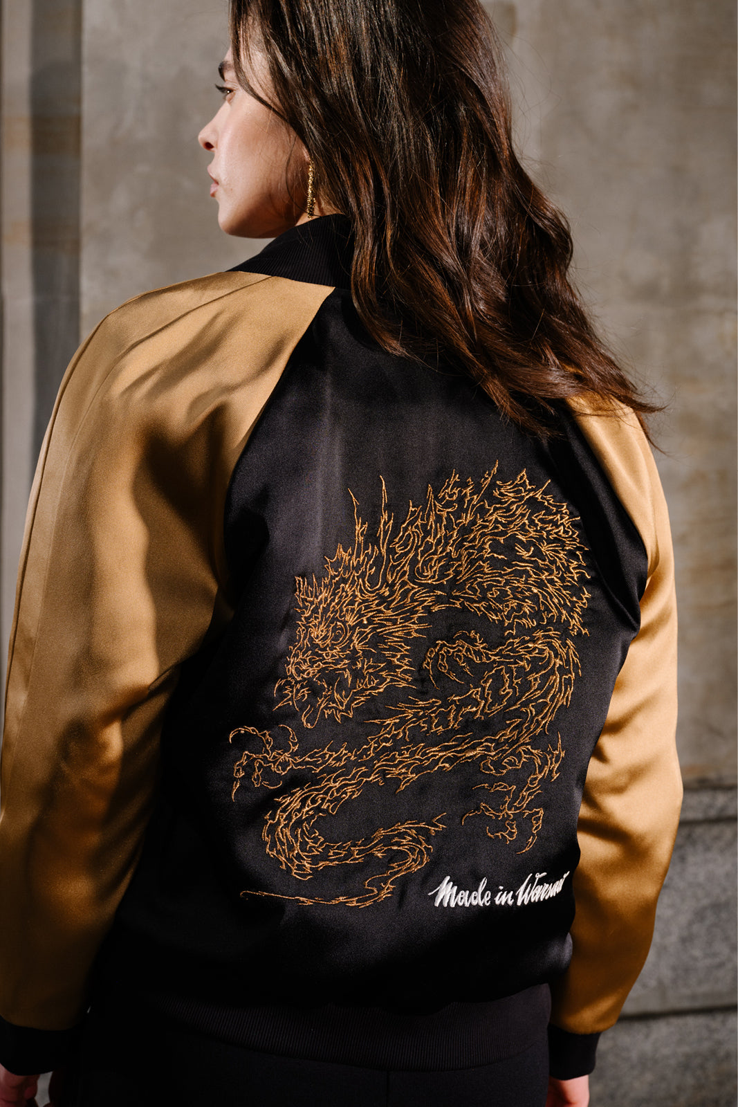 Kurtka SUKA JACKET black & gold haft Swanski Studio