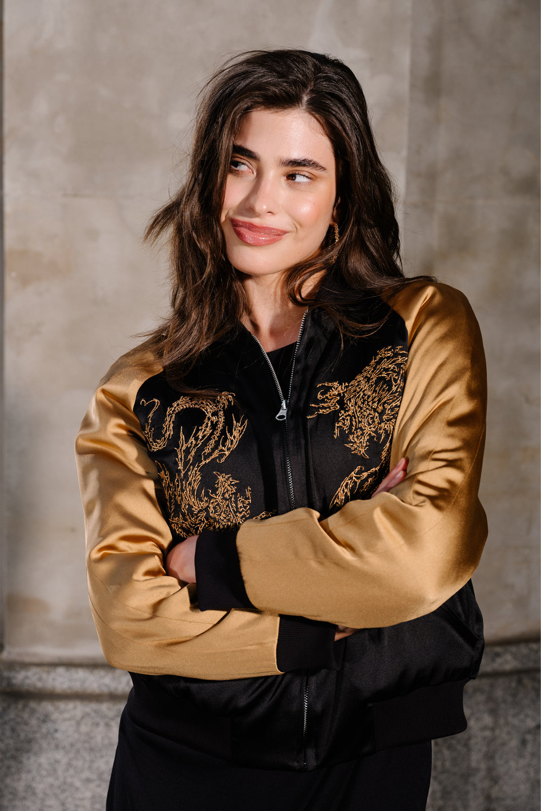 Kurtka SUKA JACKET black & gold haft Swanski Studio