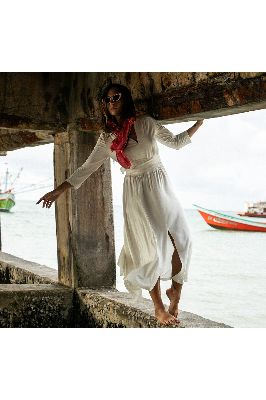 LIBERTY DRESS perłowa biel