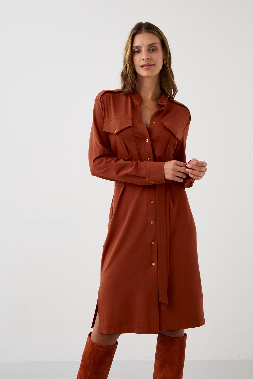 Dress OFFICE QUEEN WITHOUT POCKETS rusty