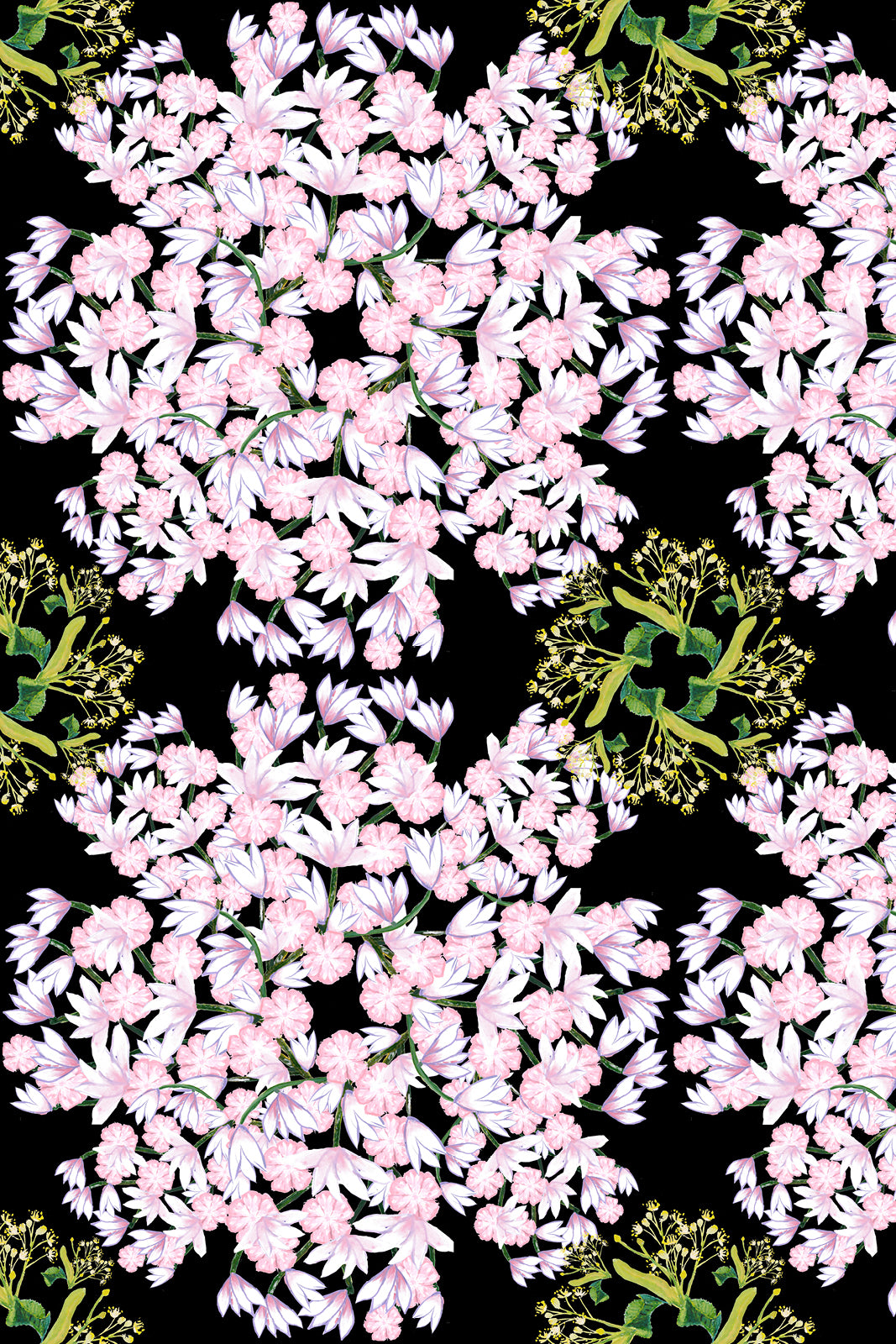 LIBERTY DRESS print lipy i magnolie nocą