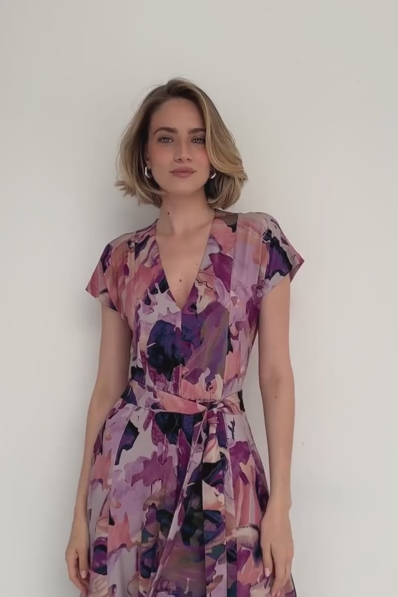 Sukienka TOSKANIA print Dreamworld pink & mauve