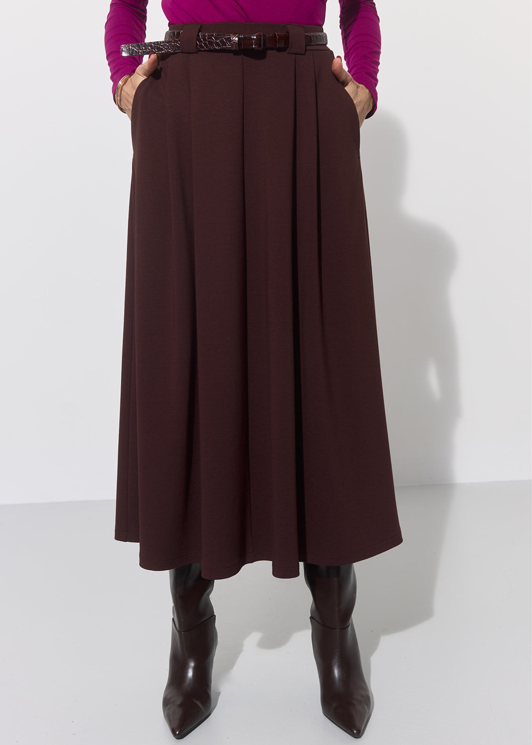 SPÓDNICA GARNITUROWA 7/8 espresso