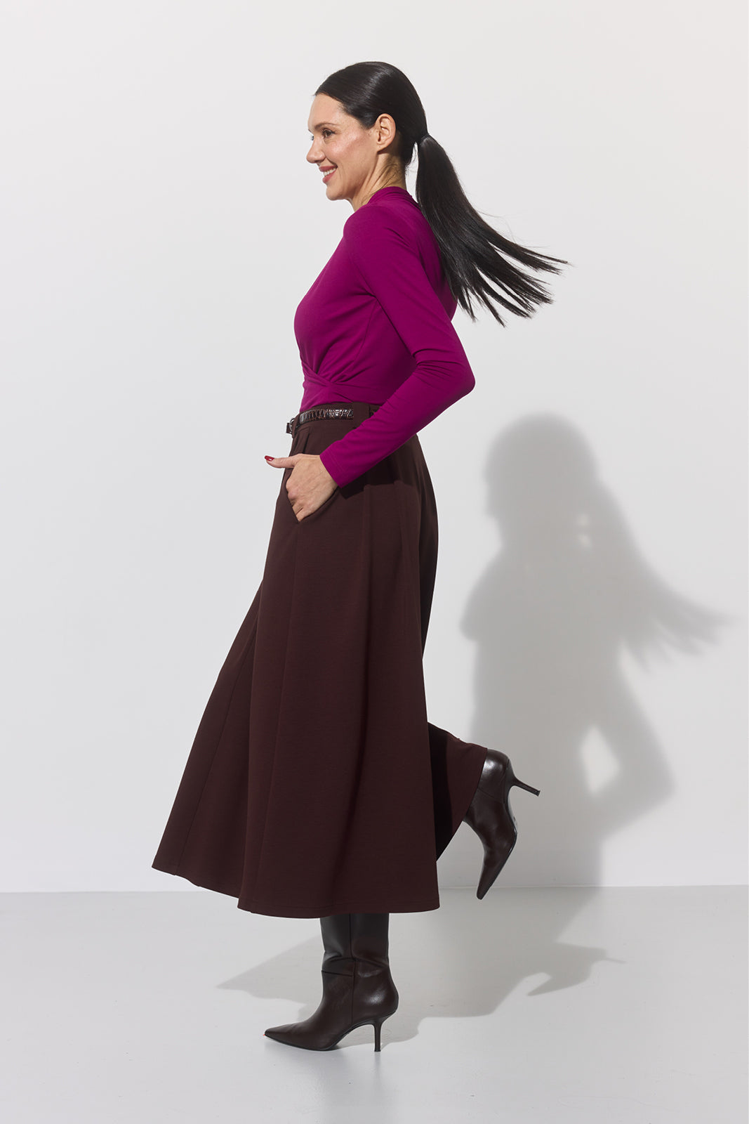 SPÓDNICA GARNITUROWA 7/8 espresso