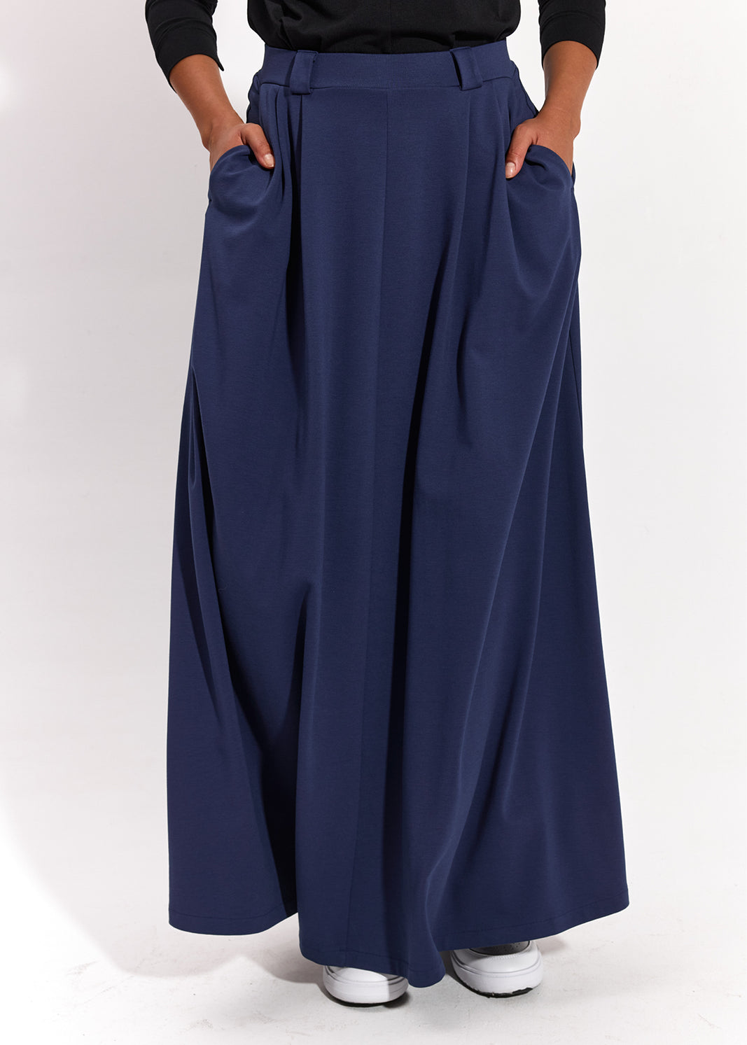 SPÓDNICA GARNITUROWA MAXI nocny granat