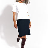 SPÓDNICA TUBA MIDI granatowy prążek