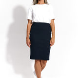 SPÓDNICA TUBA MIDI granatowy prążek