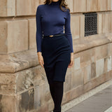 SPÓDNICA TUBA MIDI granatowy prążek