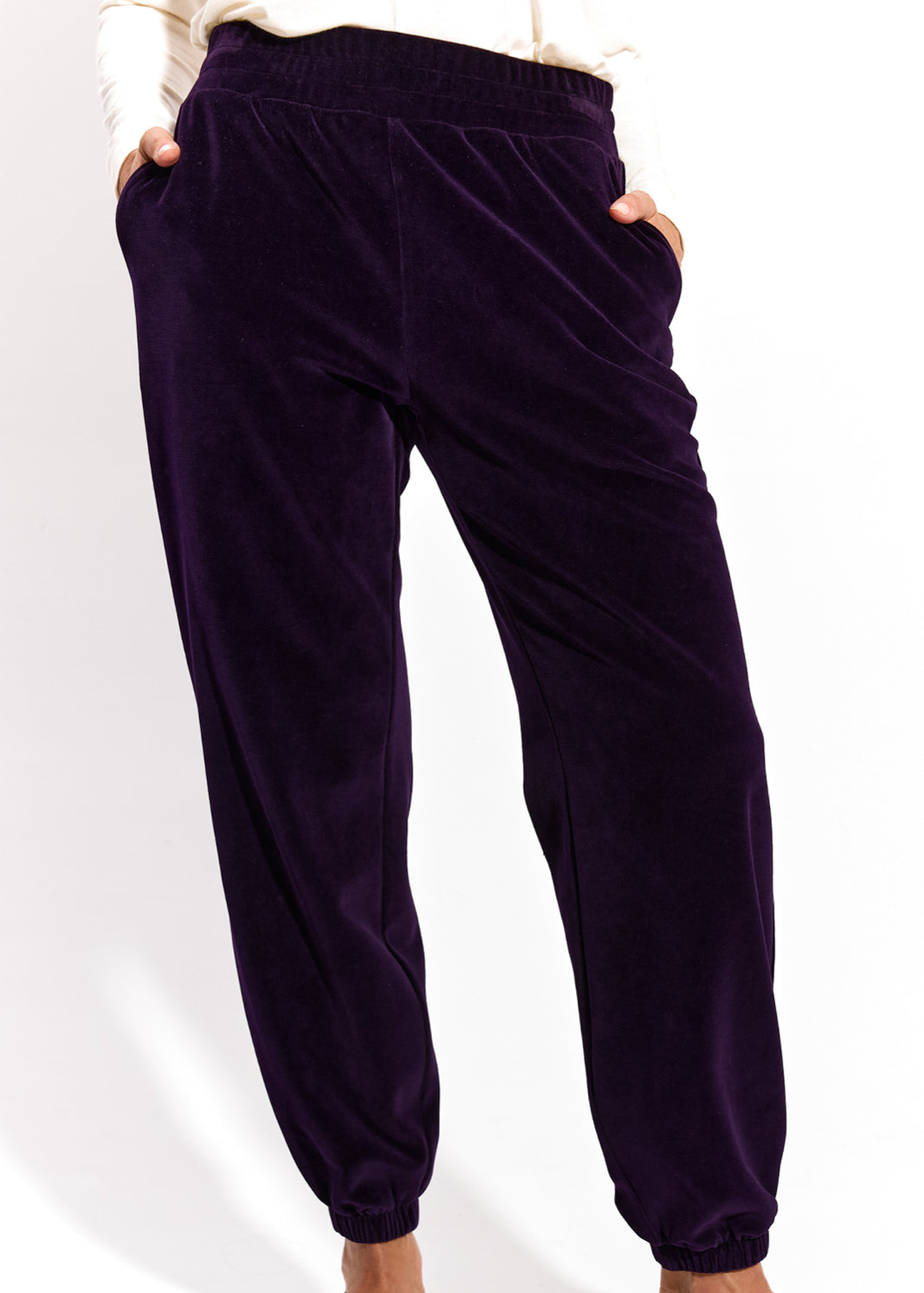 SPODNIE DRESOWE śliwkowy welur