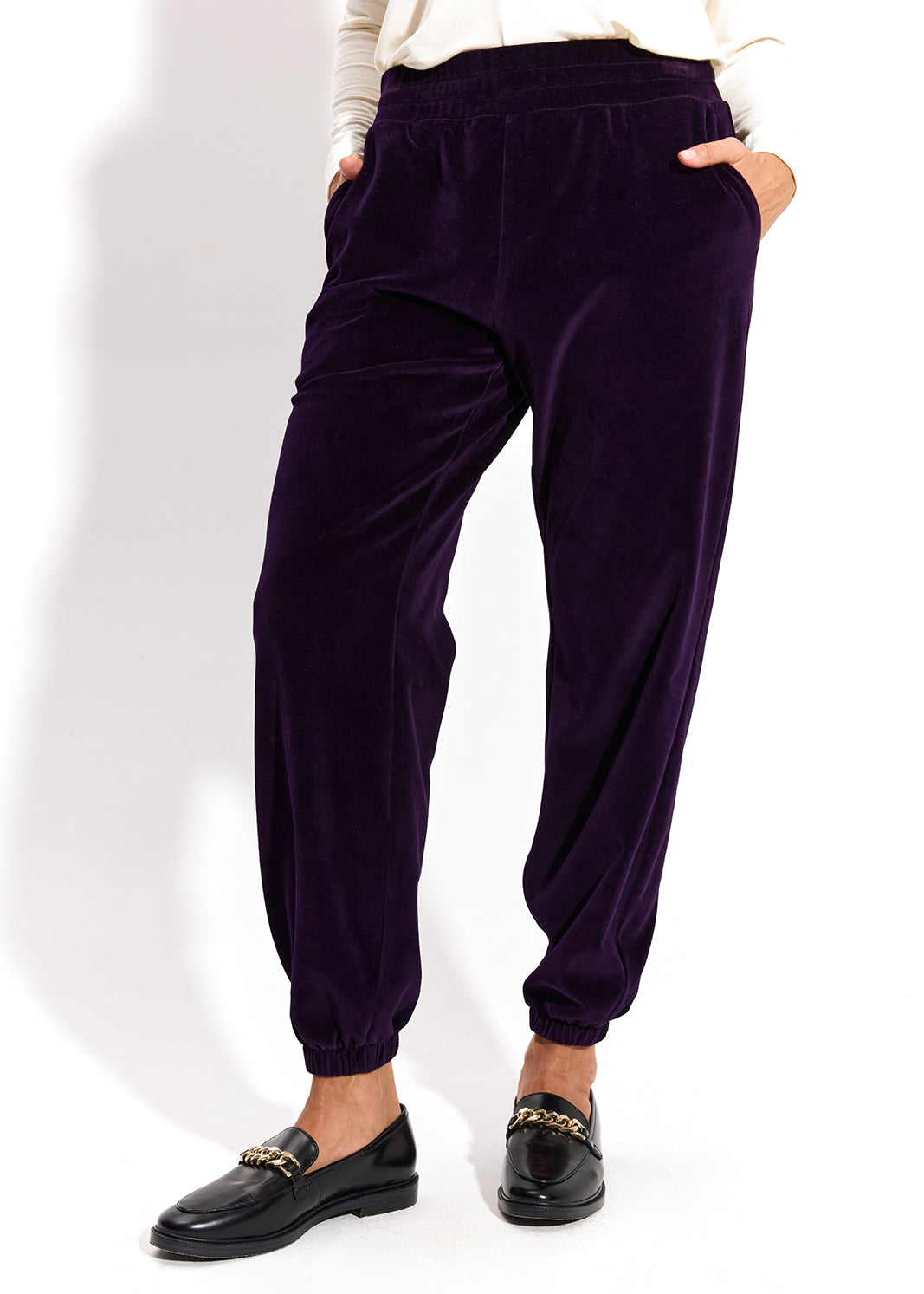 SPODNIE DRESOWE śliwkowy welur