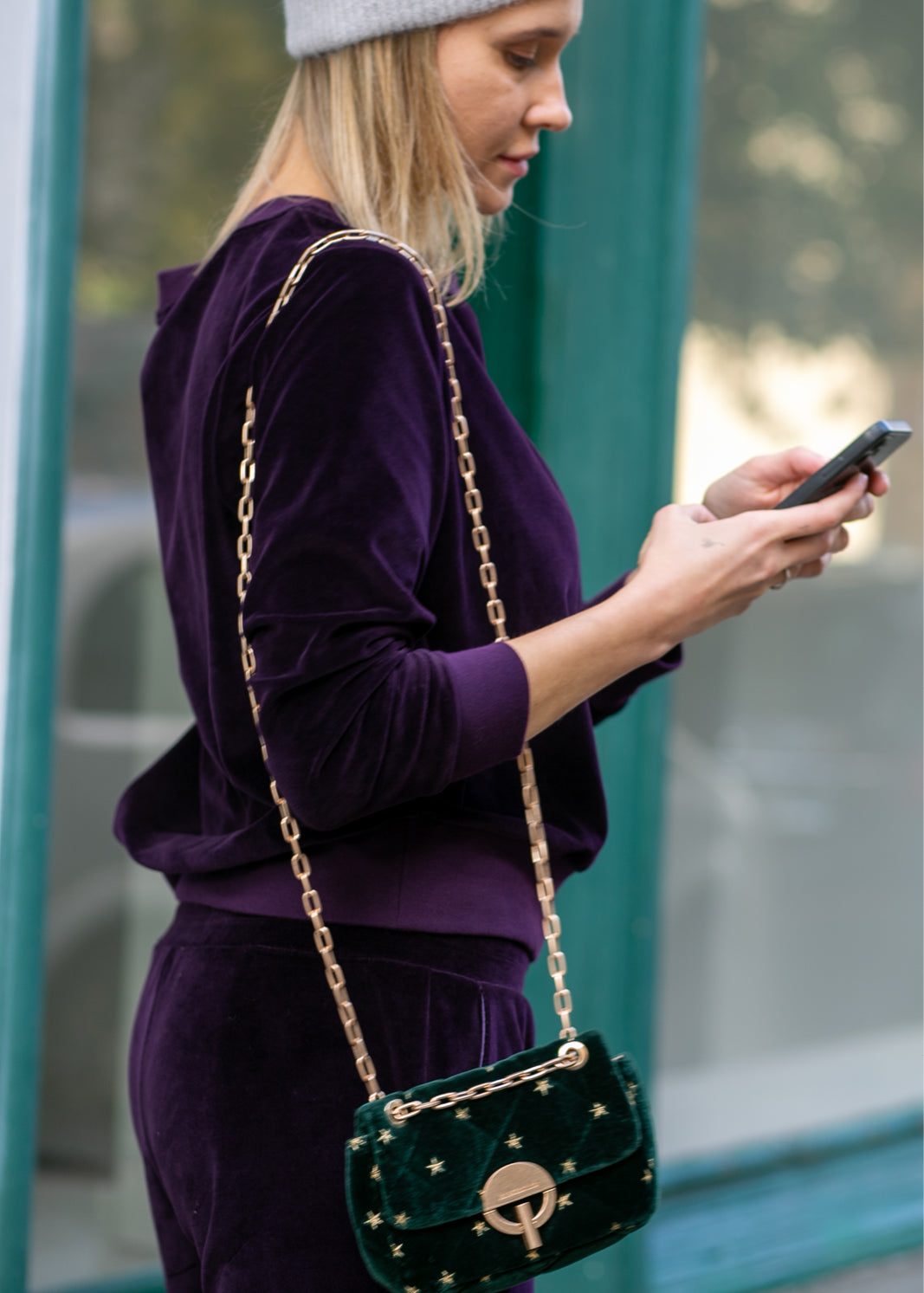 SPODNIE DRESOWE śliwkowy welur