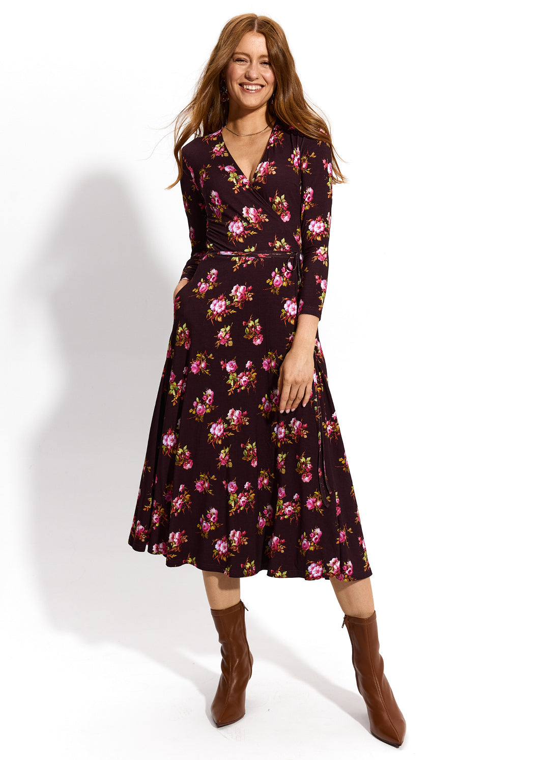 DREAMGIRL z długim rękawem print risk'n'roses brown