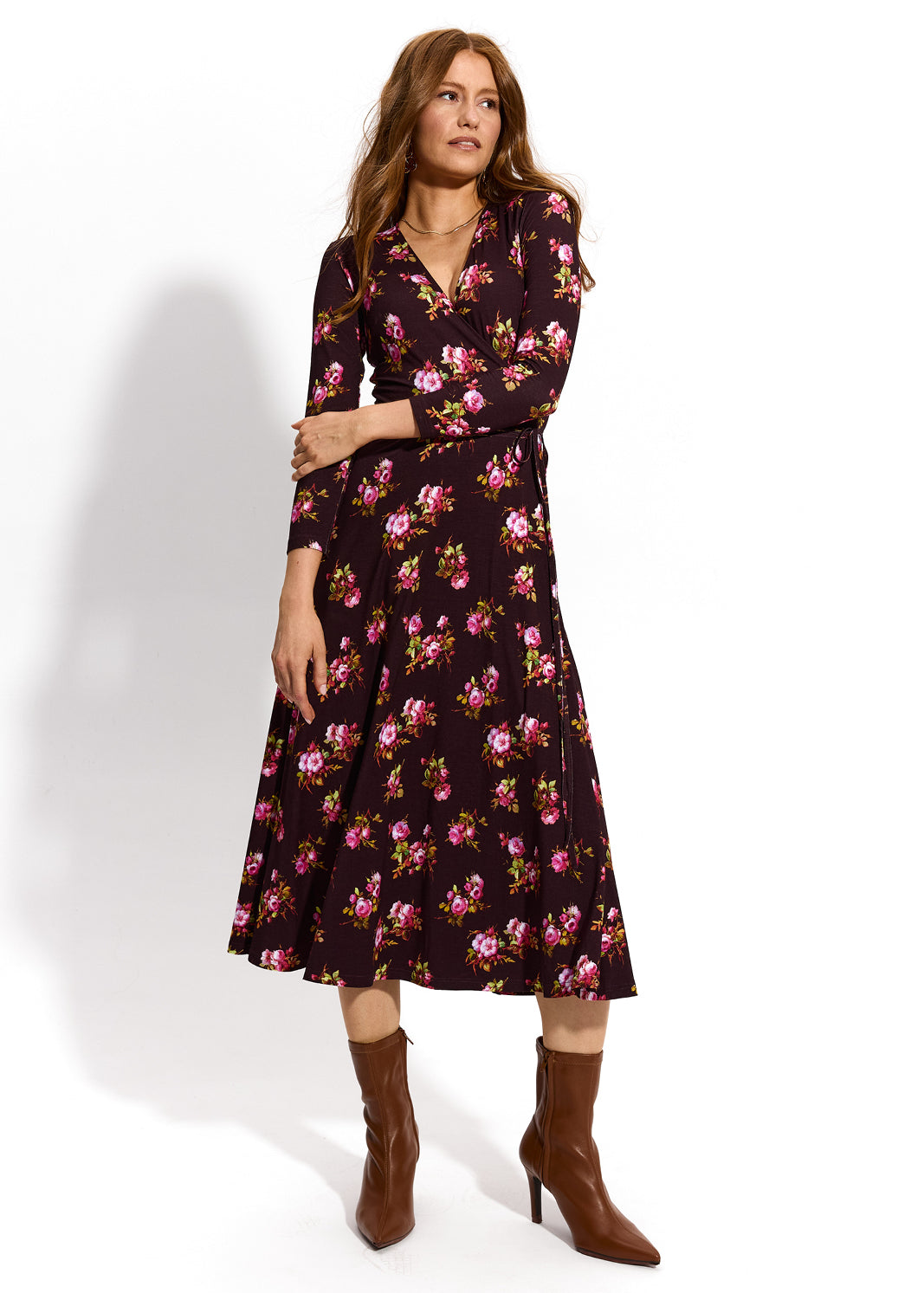 DREAMGIRL z długim rękawem print risk'n'roses brown