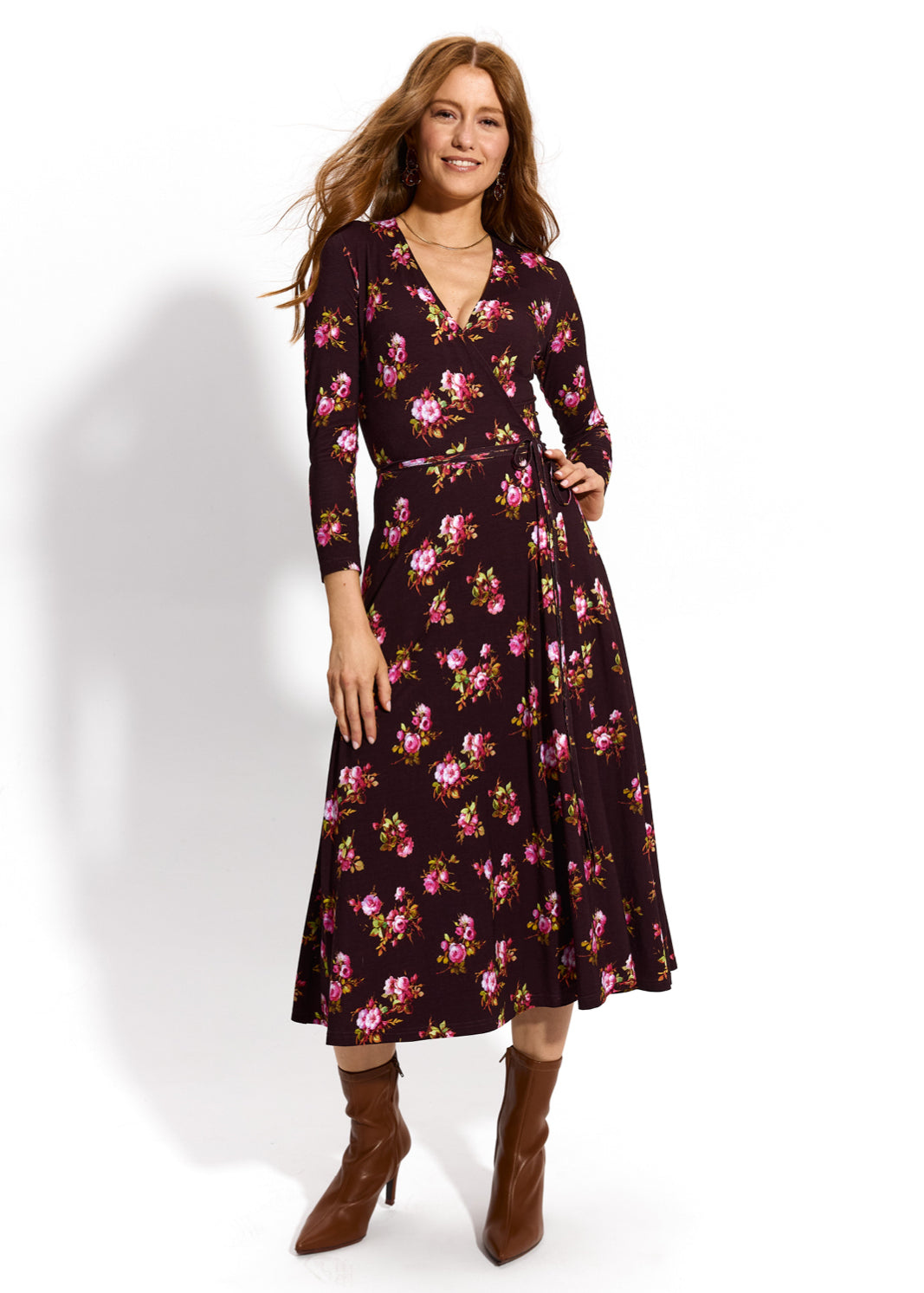 DREAMGIRL z długim rękawem print risk'n'roses brown