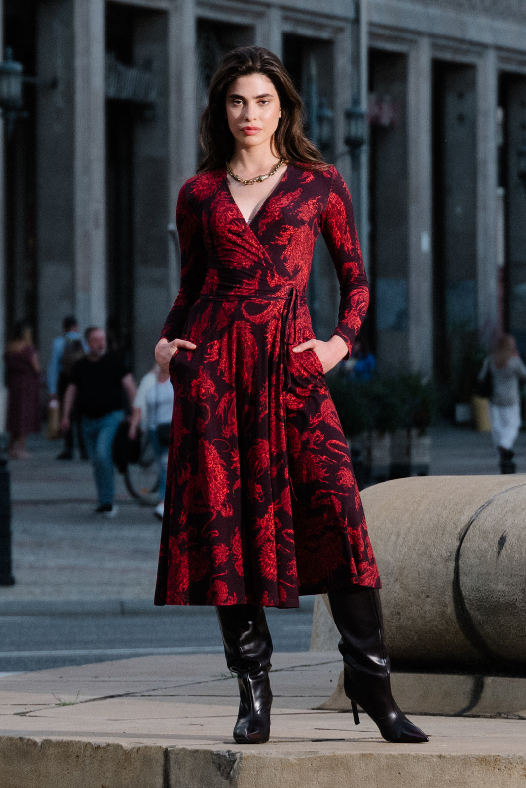 Sukienka DREAMGIRL z długim rękawem print Swanski Studio red