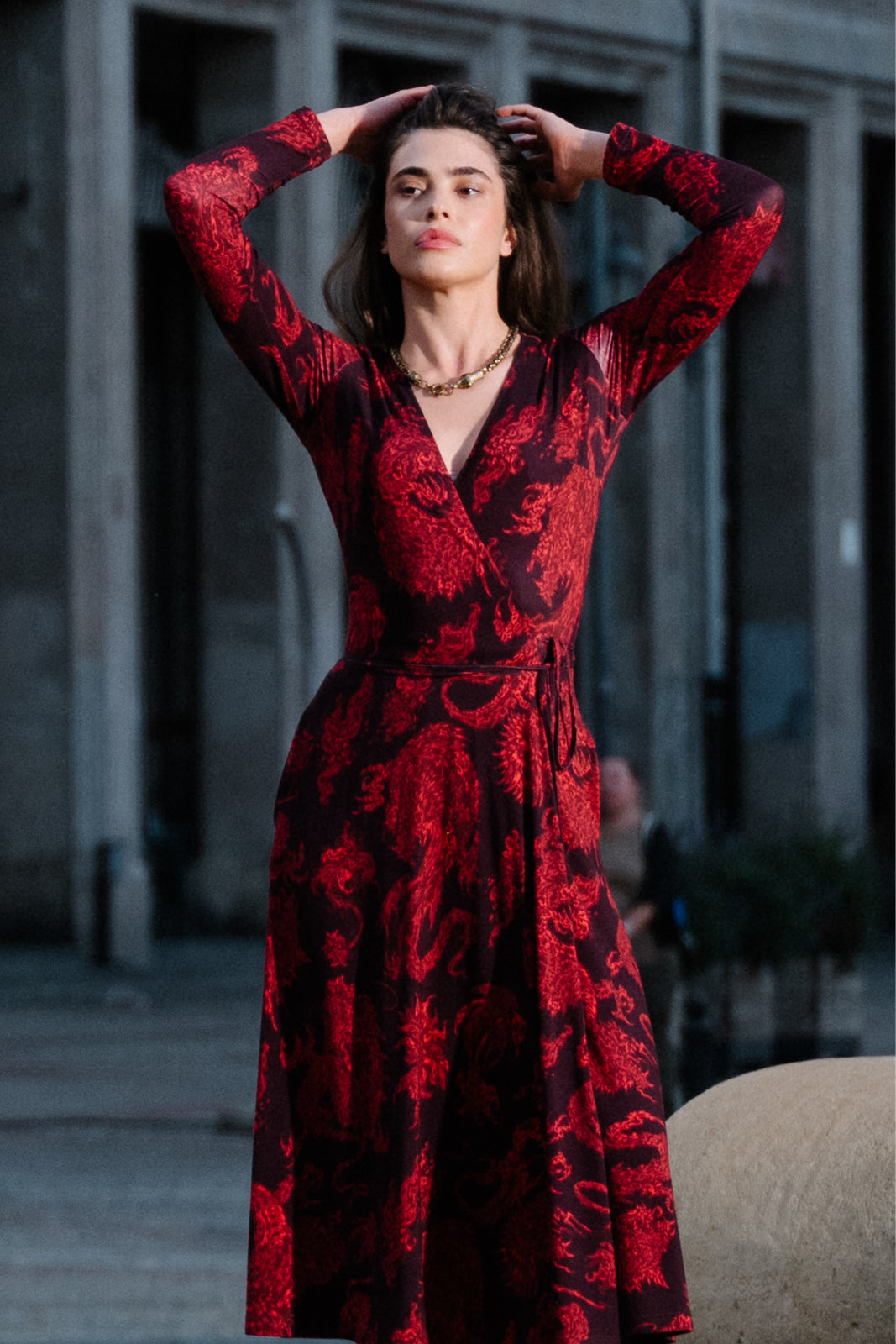 Sukienka DREAMGIRL z długim rękawem print Swanski Studio red