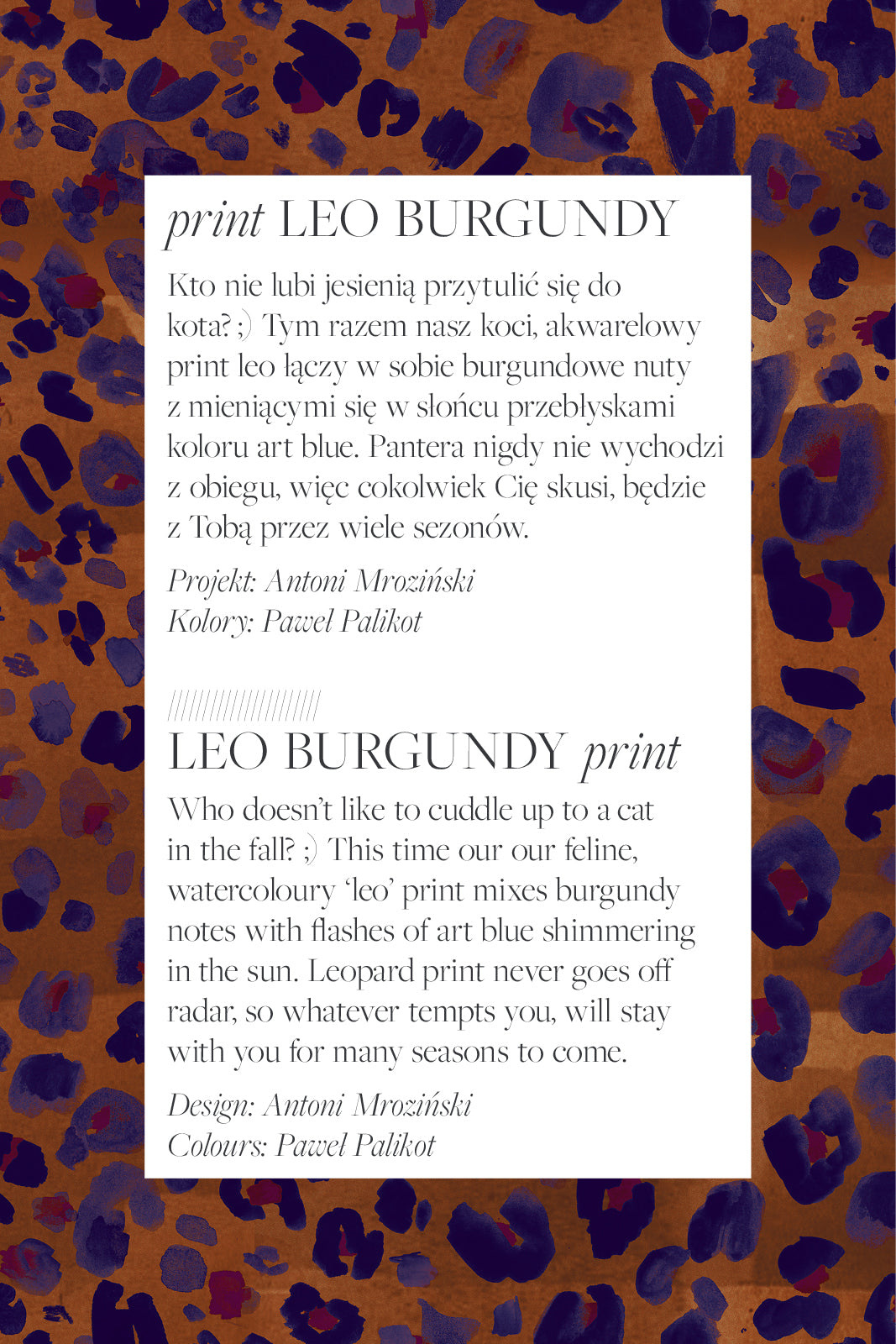 KLIN LADY print leo burgundy