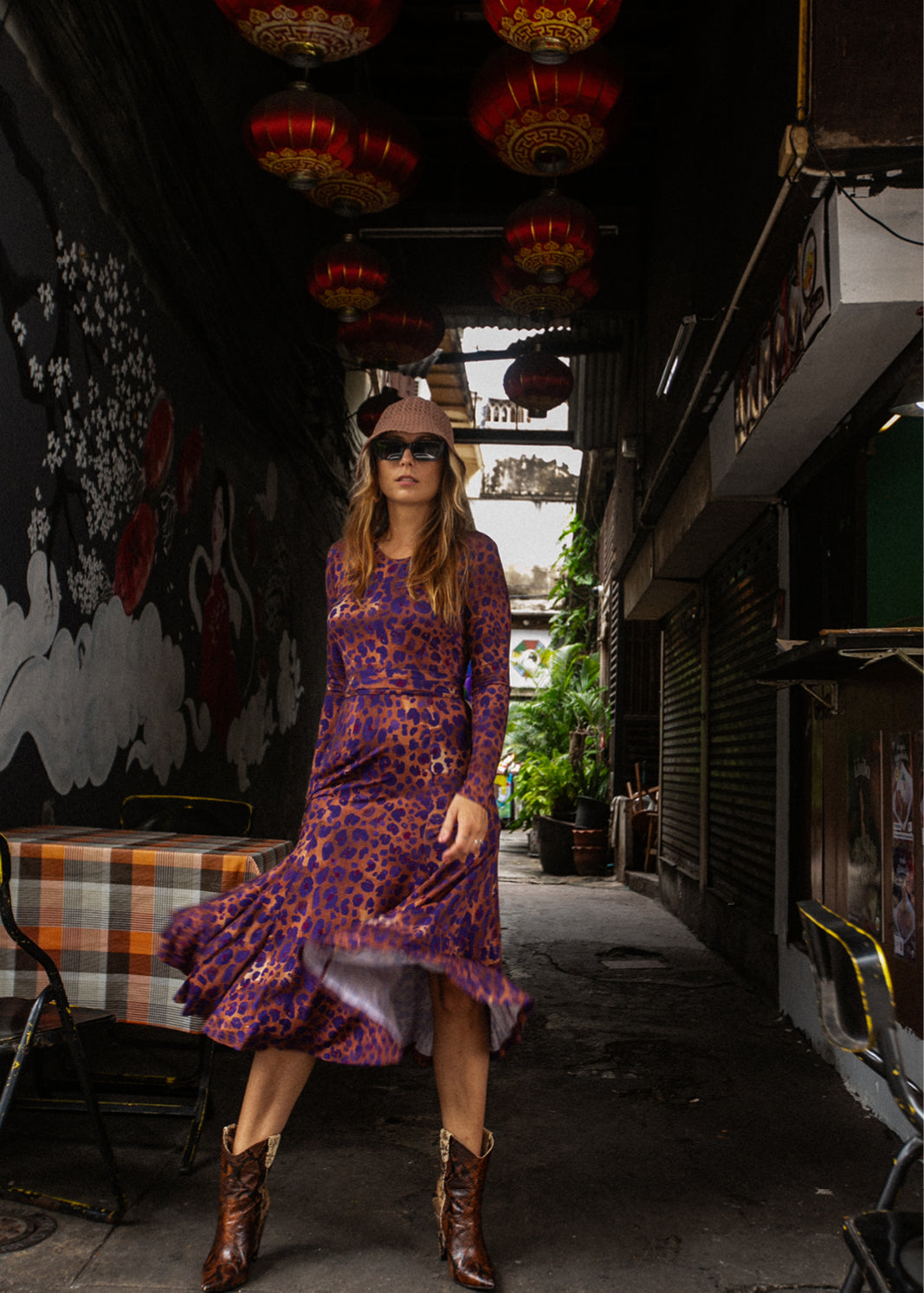 KLIN LADY print leo burgundy